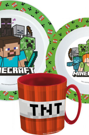 Minecraft Creeper étkészlet, micro műanyag szett bögrével 350 ml