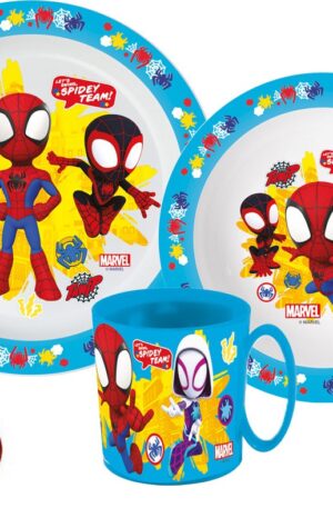 Pókember Spidey étkészlet, micro műanyag szett bögrével 350 ml