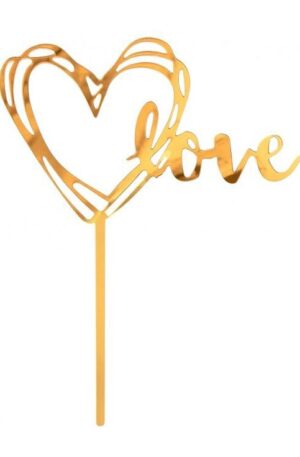 Gold-Love-Arany-Sziv-torta-dekoracio-13-cm