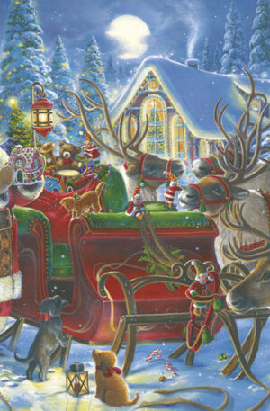 Karacsony-Santa-with-Sleigh-szalveta-20-db-os-33x3