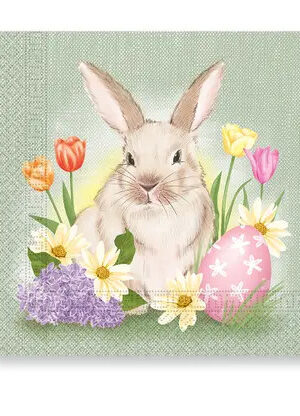 Bunny-and-Flowers-Husvet-szalveta-20-db-os-33x33-c