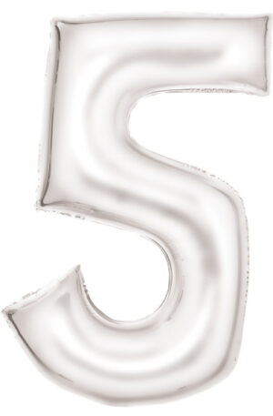 White-Feher-5-os-szam-folia-lufi-86-cm