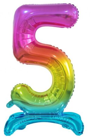 Rainbow-Szines-5-os-szam-folia-lufi-talppal-74-cm