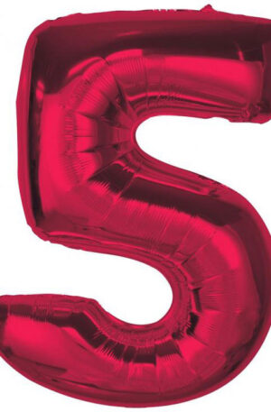 Piros-5-os-Red-szam-folia-lufi-92-cm