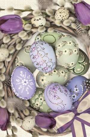 Husvet-Violet-Tulips-Wreath-szalveta-20-db-os-33x3