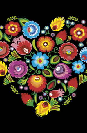 Virag-Folk-Heart-Black-szalveta-20-db-os-33x33-cm
