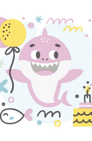 Happy-Birthday-Pink-Shark-szalveta-20-db-os-33x33