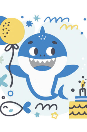 Happy-Birthday-Blue-Shark-szalveta-20-db-os-33x33