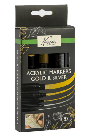 Szines-Nassau-GoldSilver-akril-filctoll-szett-5-db
