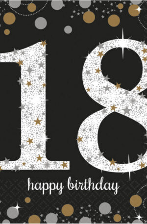 Happy-Birthday-18-Gold-szalveta-16-db-os-33x33-cm