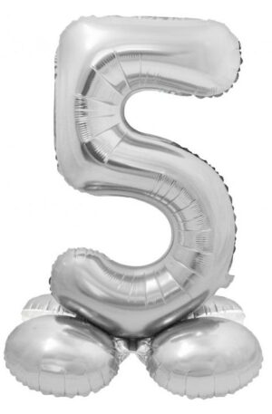 Silver-Ezust-5-os-szam-folia-lufi-talppal-72-cm