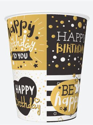 Happy-Birthday-Golden-papir-pohar-8-db-os-250-ml