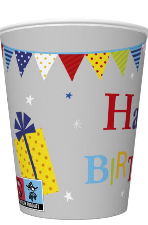 Happy-Birthday-Gifts-and-Garlands-papir-pohar-8-db