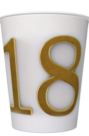 Happy-Birthday-18-Gold-Motifs-papir-pohar-8-db-os