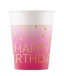 Happy-Birthday-Golden-Pink-papir-pohar-8-db-os-200