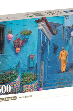 Marokko-Blue-Street-of-Chefchaouen-500-db-os-puzzl