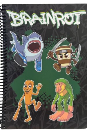 Brainrot-Green-B-5-vonalas-spiral-fuzet-70-lapos