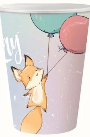 Happy-Birthday-Fox-Roka-papir-pohar-6-db-os-270-ml