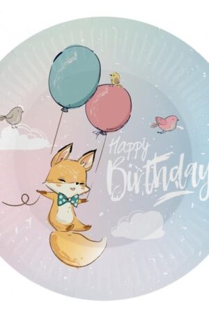 Happy-Birthday-Fox-Roka-papirtanyer-6-db-os-18-cm